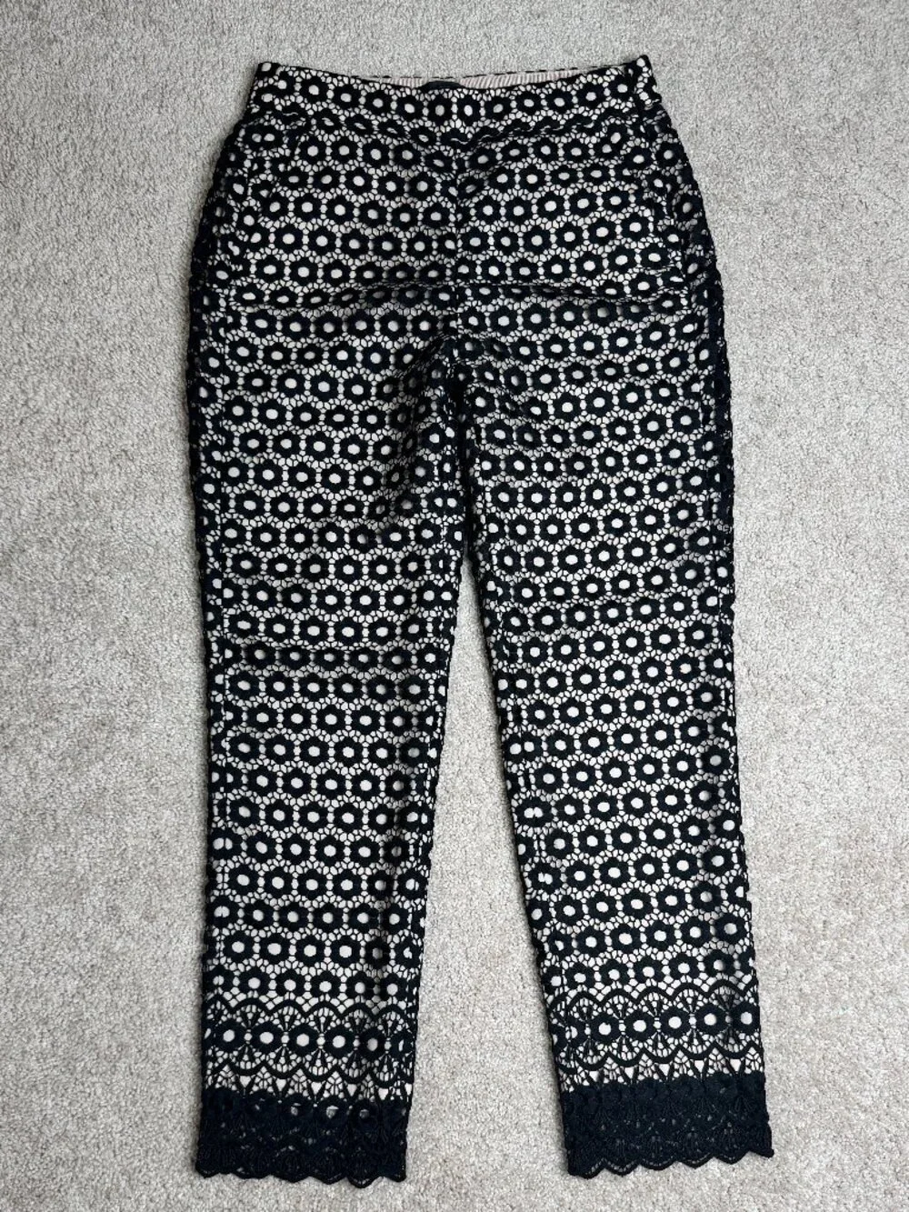 Like New, J Crew Daisy Lace Black Lace Pants, Size 2P